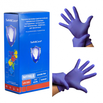 Перчатки нитриловые Safe&Care, 200шт, фиолетовые (S)