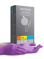 Перчатки нитриловые Benovy, 100шт, сиреневые (XS)