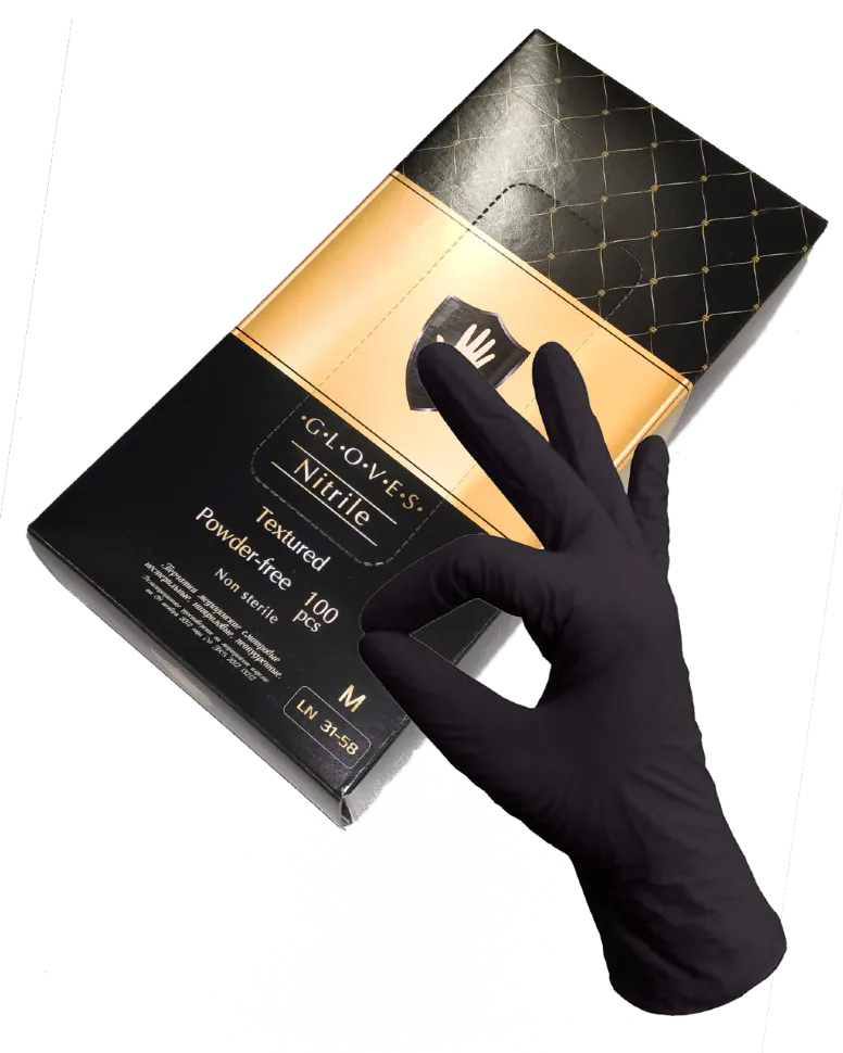 Перчатки нитриловые Safe&Care, 100шт, черные (M)